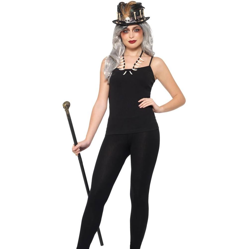 Black - Side - Smiffys Unisex Adult Voodoo Feather Costume Accessory Set
