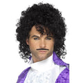 Black - Back - Smiffys Mens 80s Musician Wig & Moustache