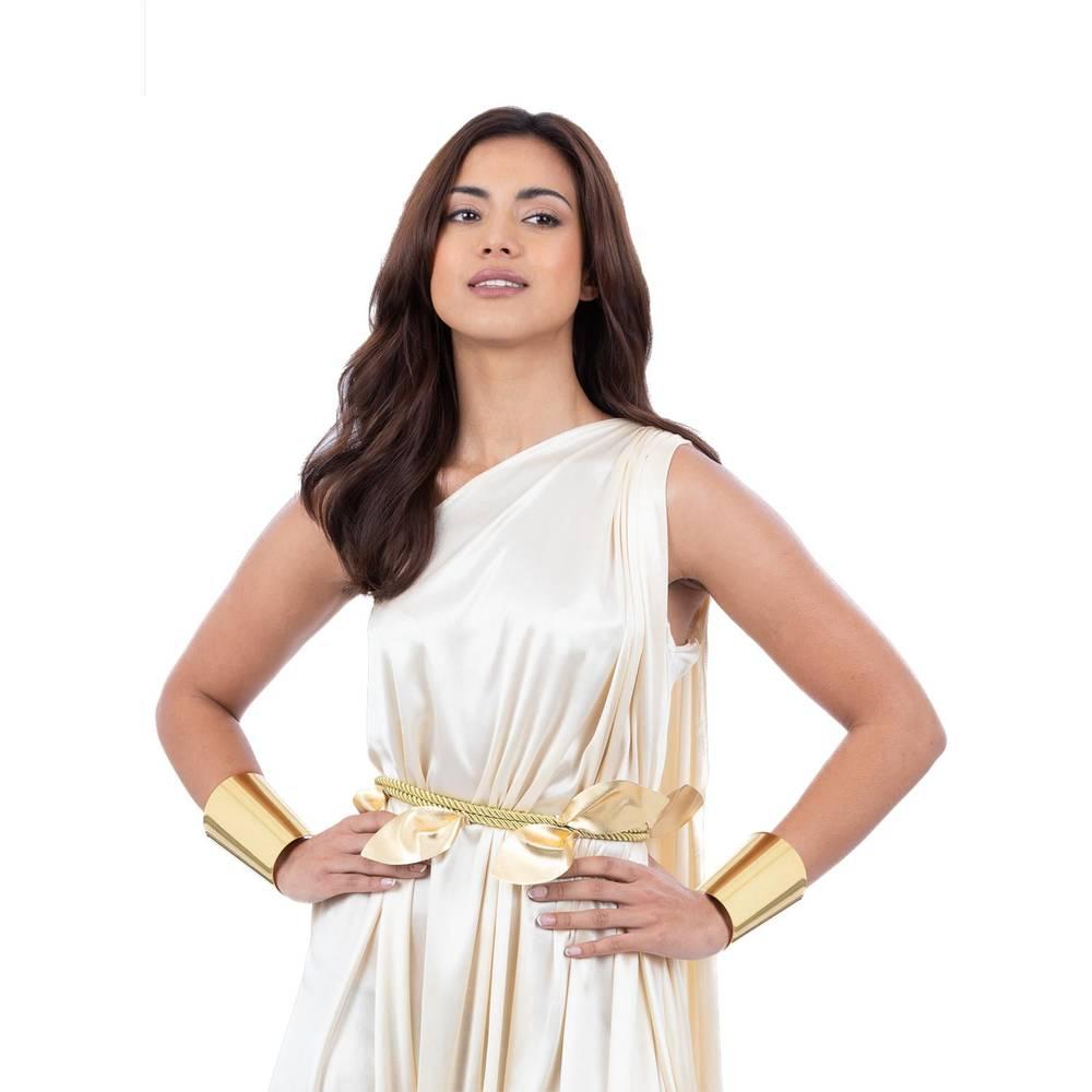 Gold - Back - Smiffys Womens-Ladies Grecian Wrist Cuffs (Pack of 2)