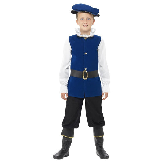 Royal Blue-Black-White - Front - Smiffys Boys Tudor Costume Set