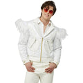 White - Back - Elton John Mens Feather Costume Jacket