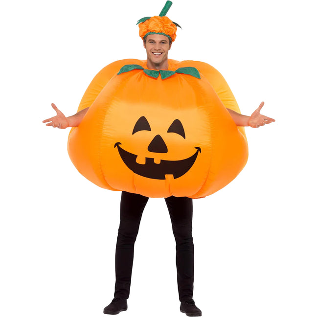 Orange - Front - Smiffys Unisex Adult Pumpkin Inflatable Costume Set