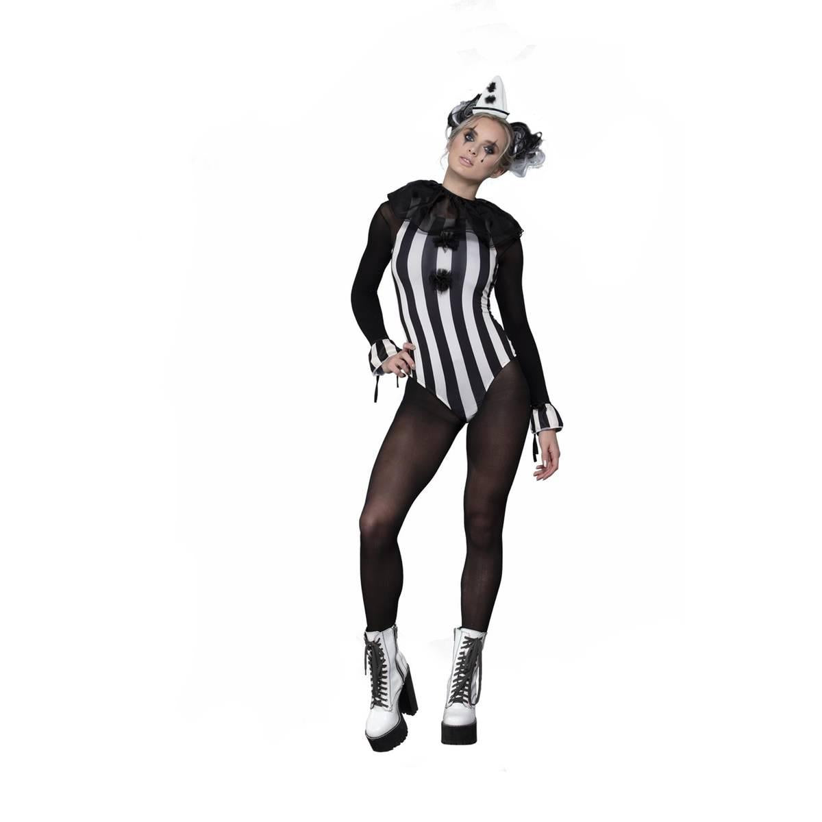 Black-White - Back - Fever Womens-Ladies Pierrot Clown Vintage Costume