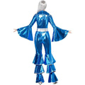 Blue-Silver - Back - Smiffys Womens-Ladies 70s Dancing Dream Costume Jumpsuit