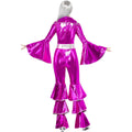 Pink-Silver - Back - Smiffys Womens-Ladies 70s Dancing Dream Costume Jumpsuit