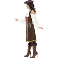Brown-White-Red - Side - Smiffys Womens-Ladies High Seas Pirate Wench Costume Set