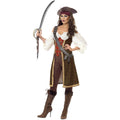 Brown-White-Red - Lifestyle - Smiffys Womens-Ladies High Seas Pirate Wench Costume Set