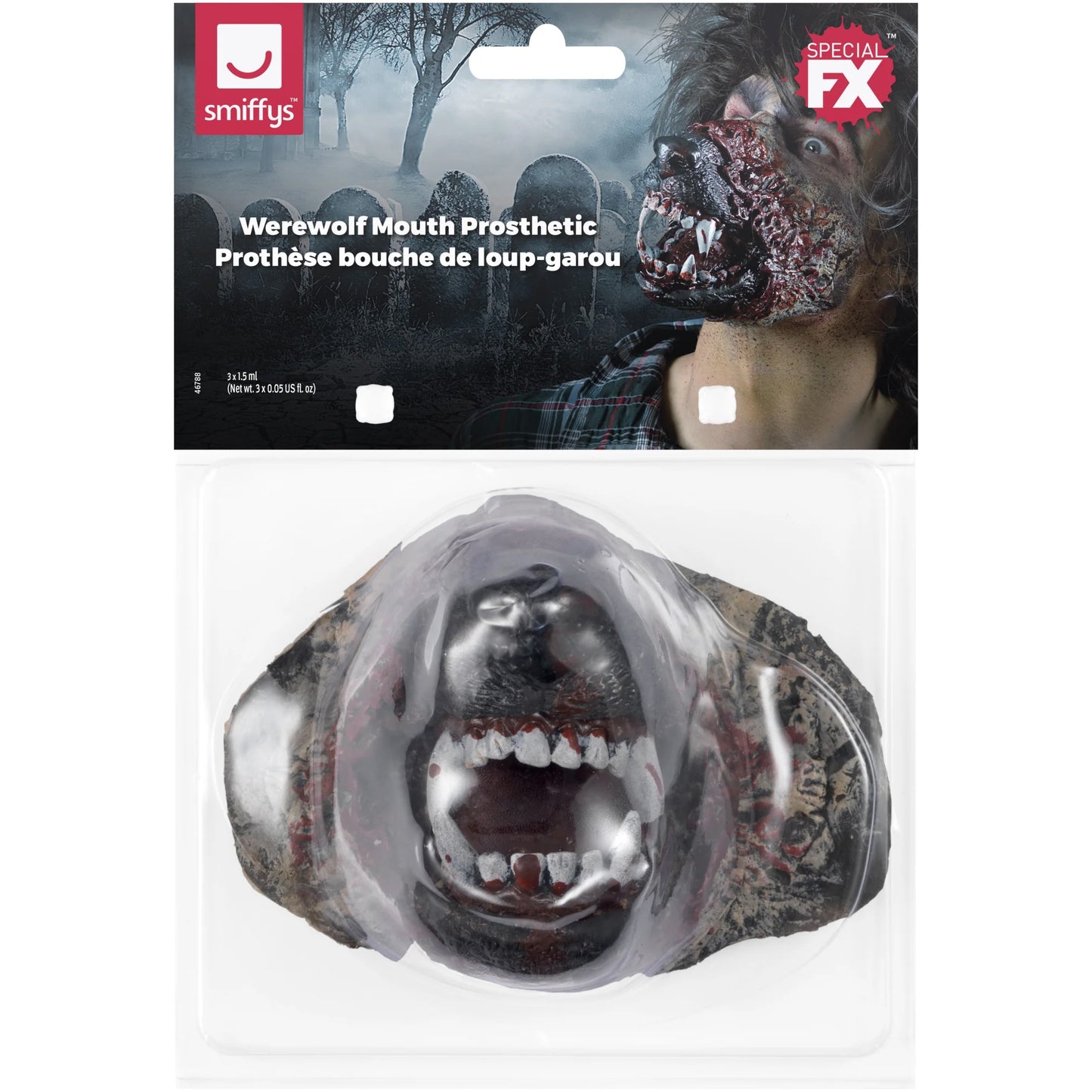 Brown - Side - Smiffys Unisex Adult Make-Up FX Werewolf Latex Costume Prosthetics