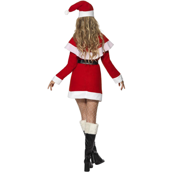 Red-White - Back - Smiffys Womens-Ladies Miss Santa Fleece Costume Set