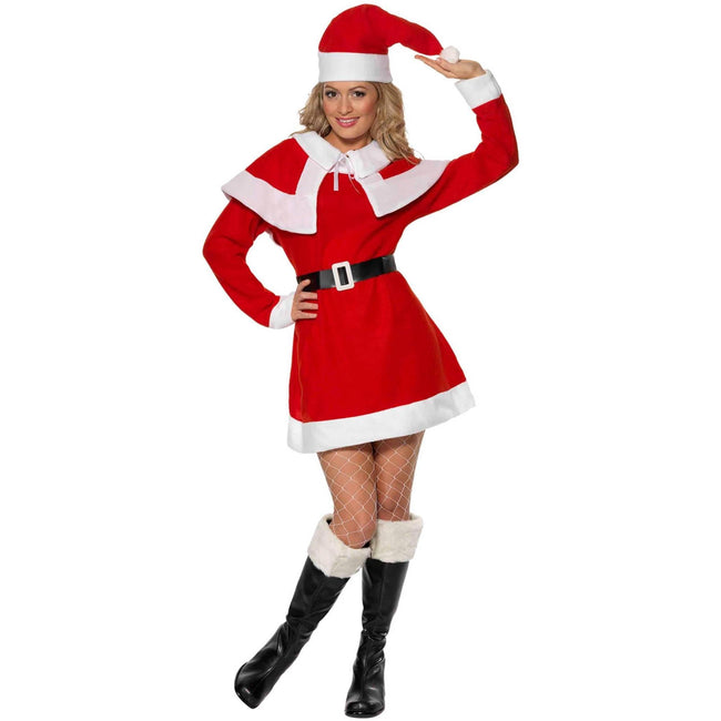 Red-White - Lifestyle - Smiffys Womens-Ladies Miss Santa Fleece Costume Set