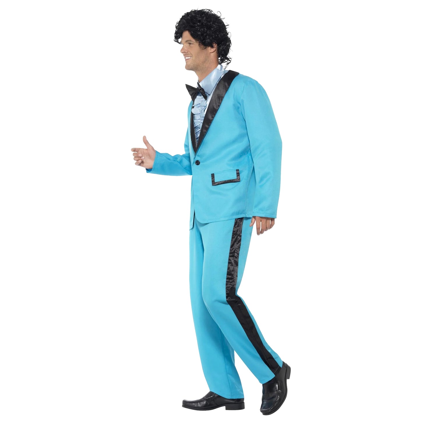 Sky Blue-White-Black - Side - Smiffys Mens 80s Prom King Costume Set