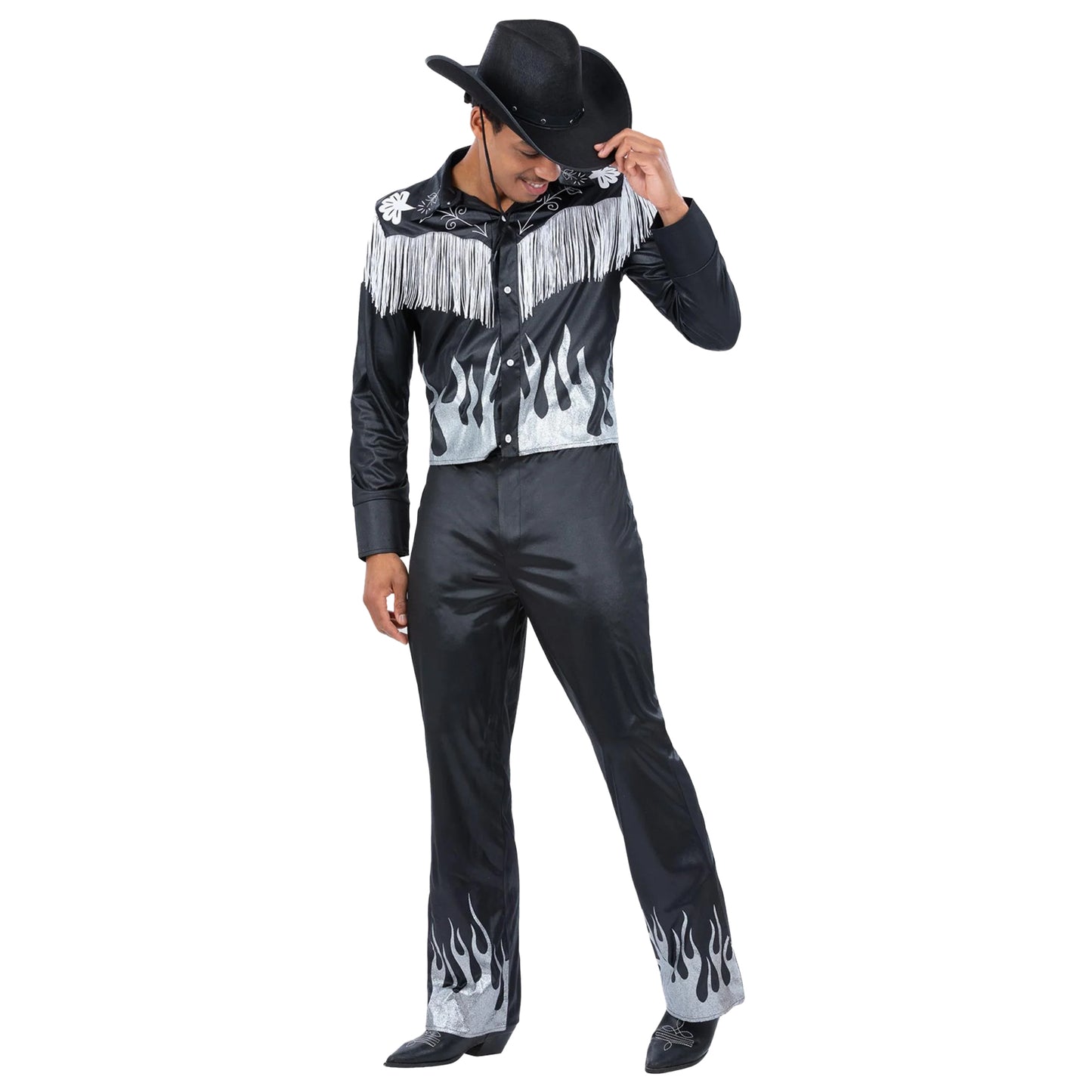 Black-White - Back - Smiffys Mens Glamorous Cowboy Costume