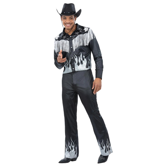Black-White - Front - Smiffys Mens Glamorous Cowboy Costume
