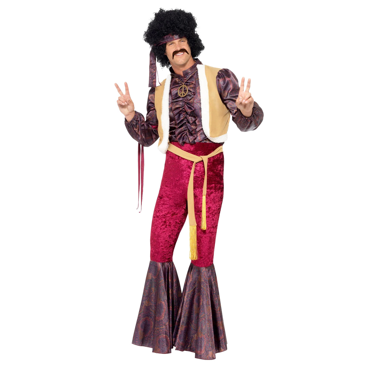 Purple-Pink - Side - Smiffys Mens 70s Psychedelic Rocker Costume Set