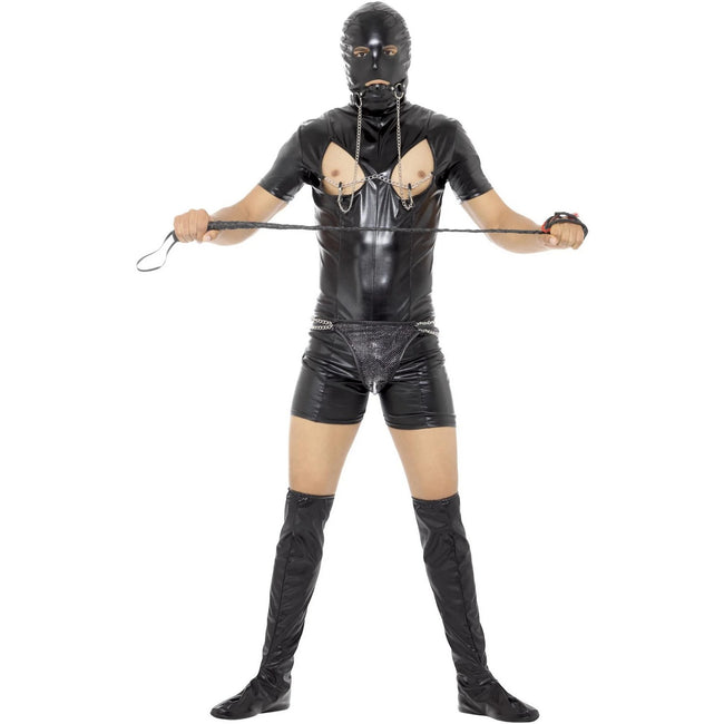 Black - Front - Smiffys Mens Bondage Gimp Costume Set