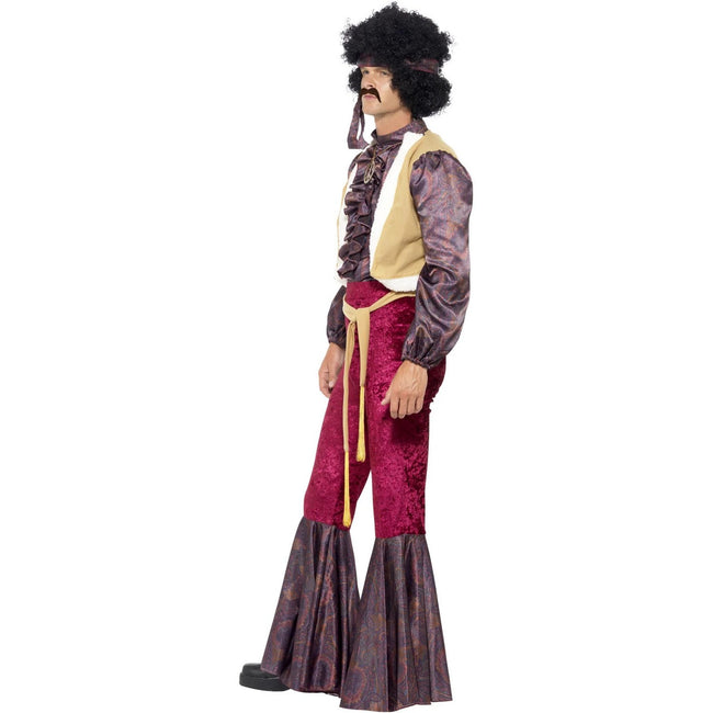 Purple-Pink - Side - Smiffys Mens 70s Psychedelic Rocker Costume Set