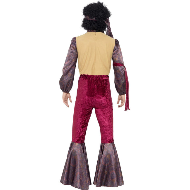 Purple-Pink - Back - Smiffys Mens 70s Psychedelic Rocker Costume Set