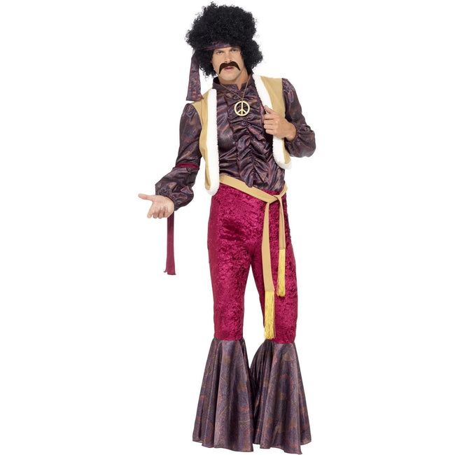 Purple-Pink - Front - Smiffys Mens 70s Psychedelic Rocker Costume Set
