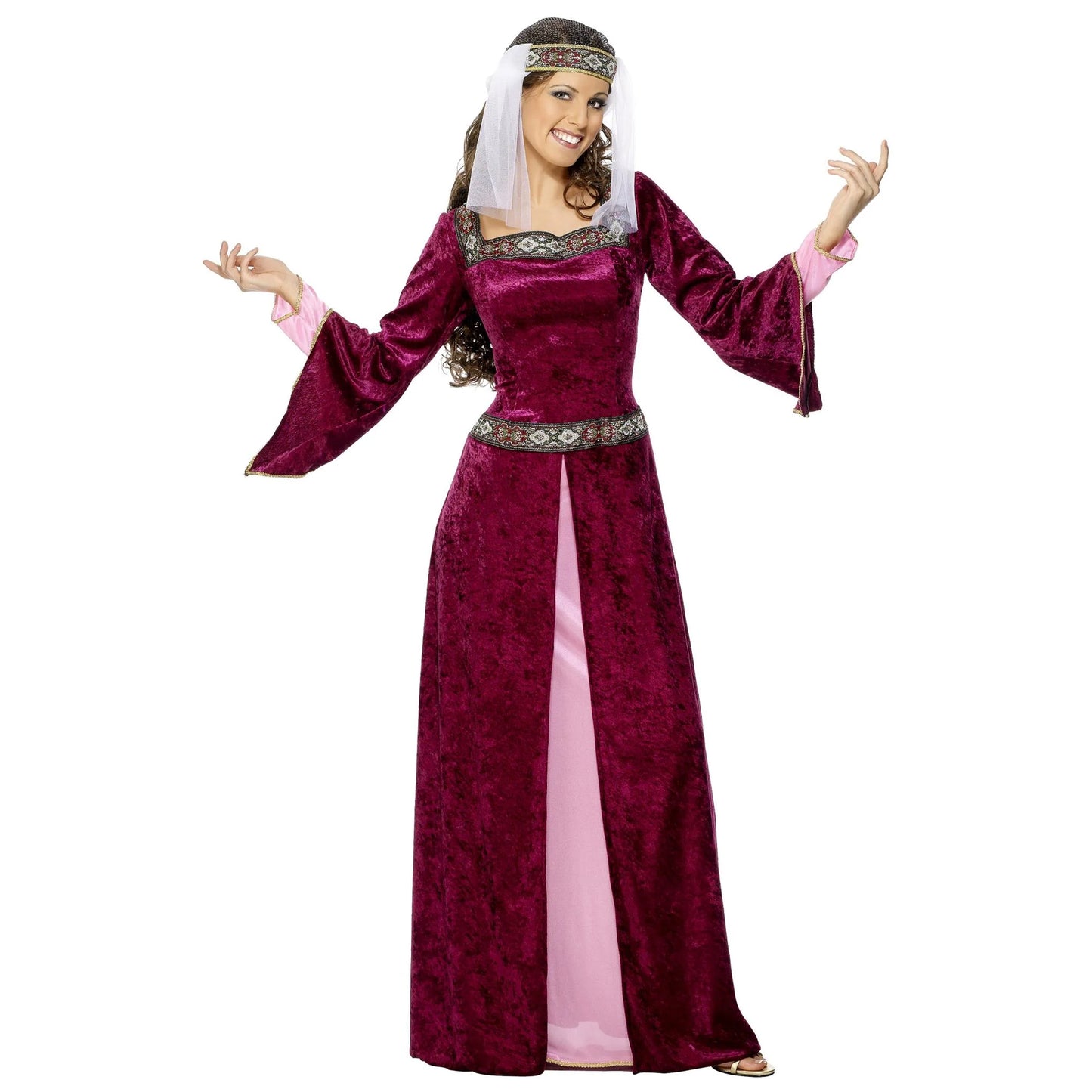 Burgundy - Back - Smiffys Womens-Ladies Maid Marion Costume Set