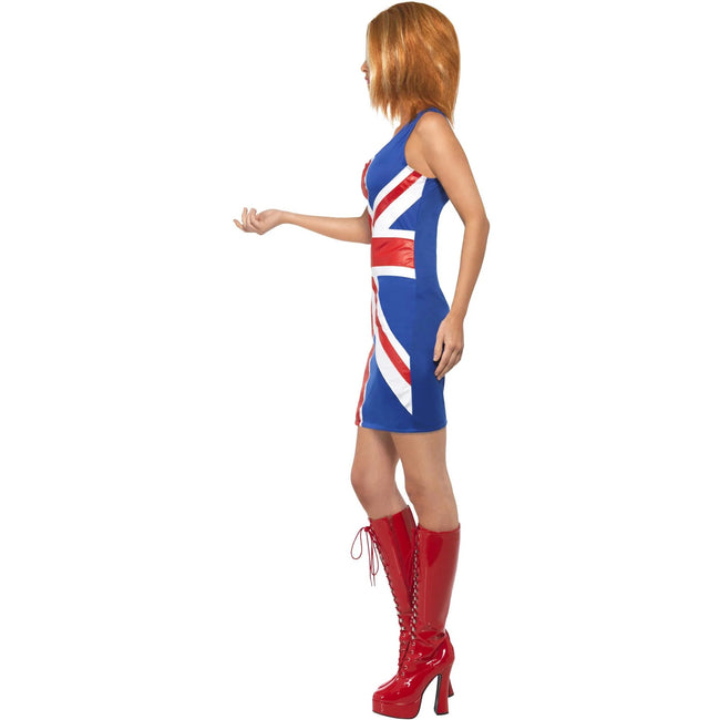 Royal Blue-Red-White - Side - Smiffys Womens-Ladies Ginger Power Union Jack Costume