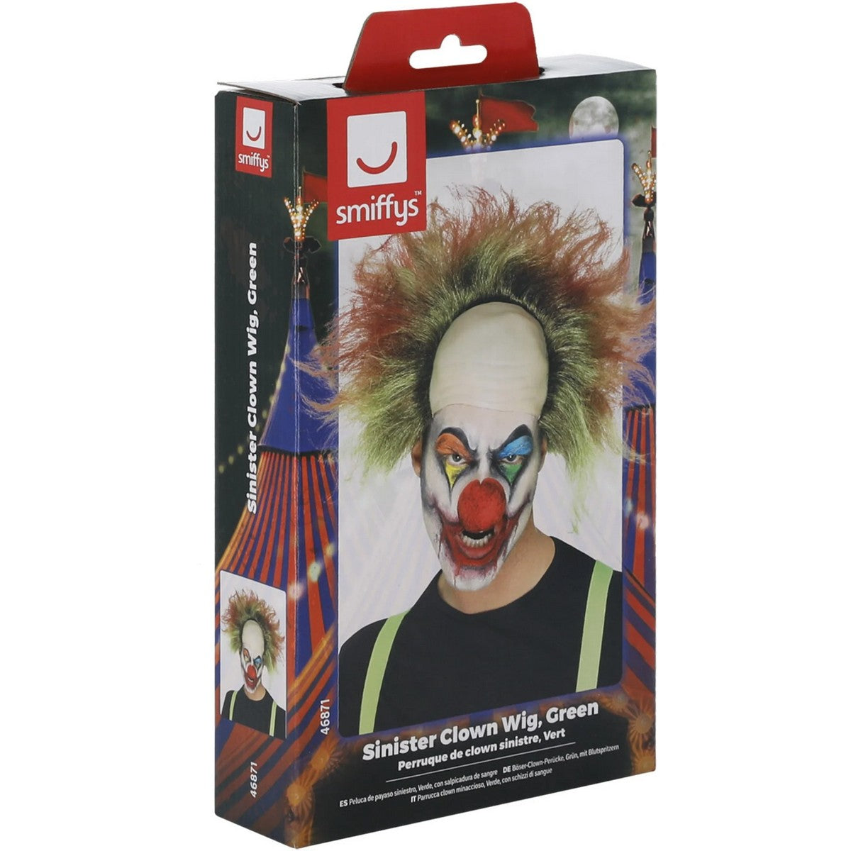Green - Side - Smiffys Unisex Adult Sinister Clown Wig