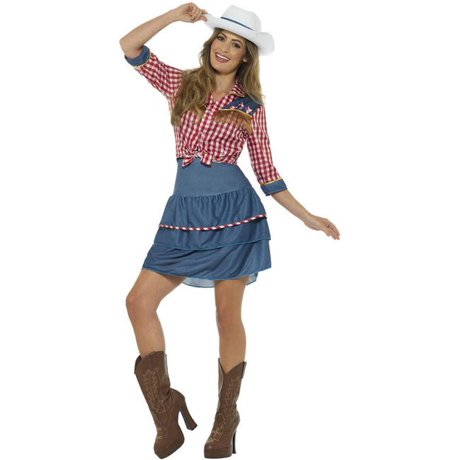Blue-Red-White - Lifestyle - Smiffys Womens-Ladies Rodeo Doll Costume Set