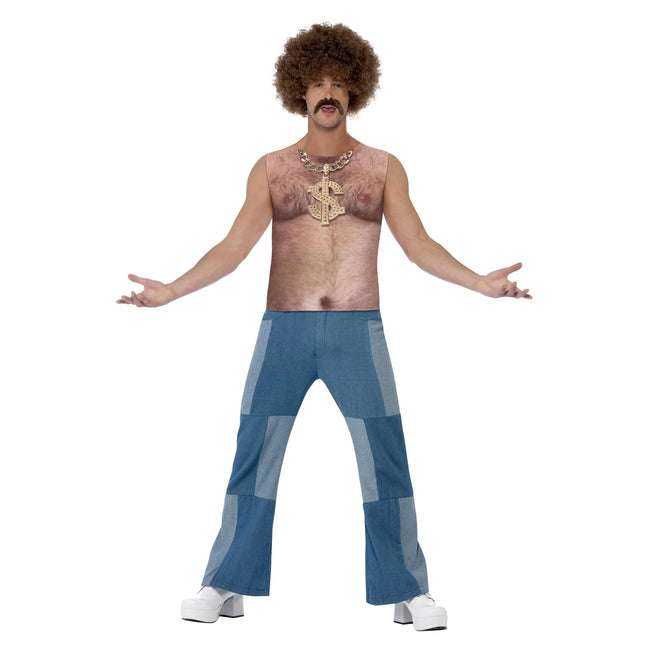 Multicoloured - Side - Smiffys Unisex Adult 70s Realistic Hairy Chest Costume Top