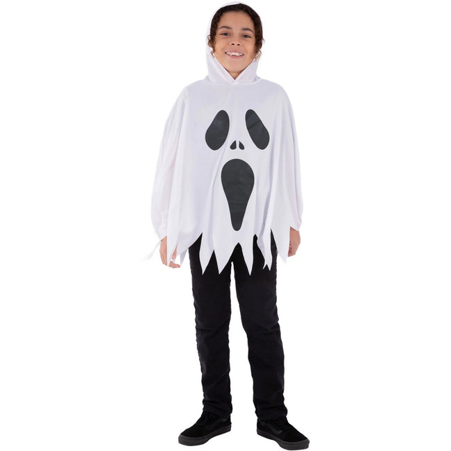 White-Black - Front - Smiffys Childrens-Kids Ghost Costume Poncho