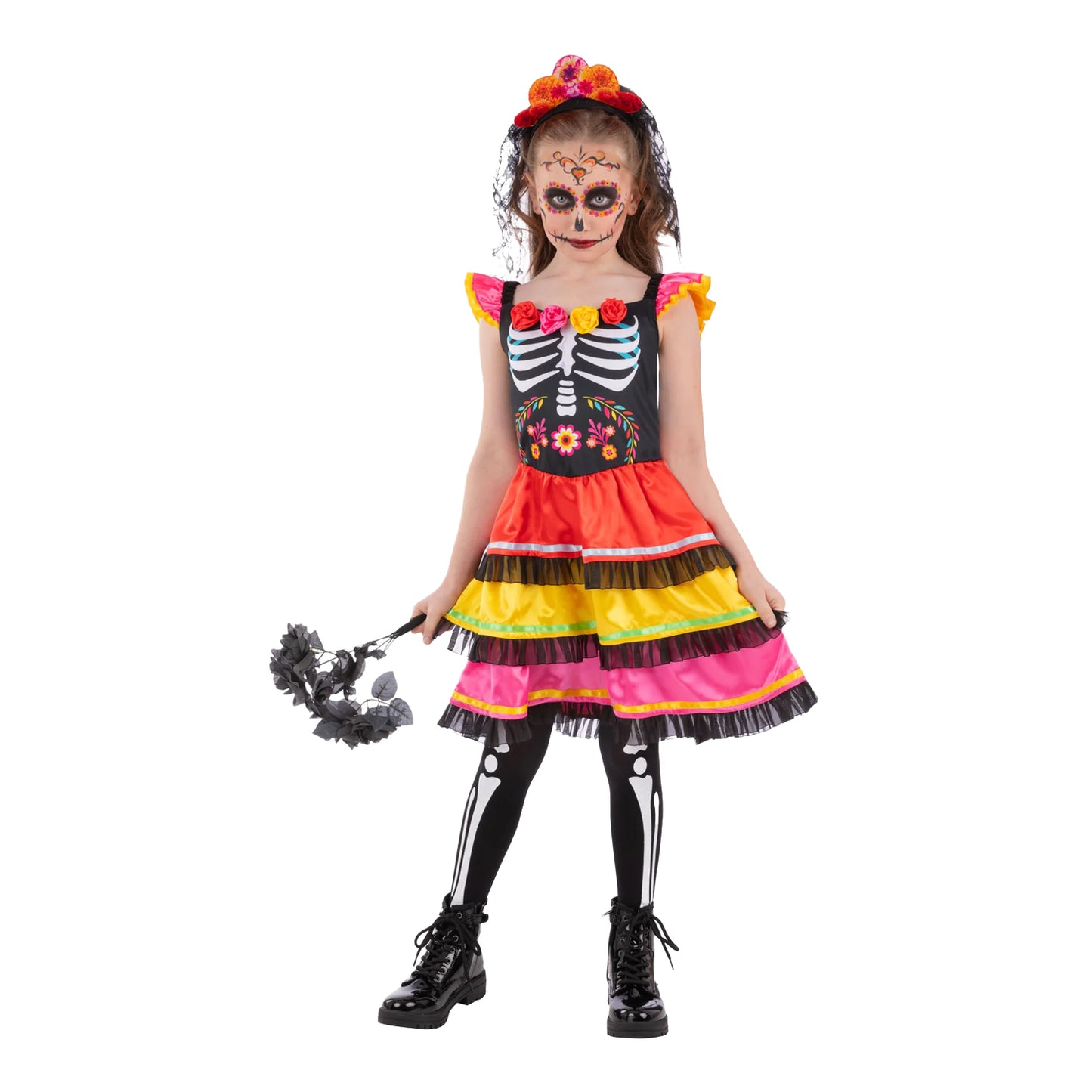 Multicoloured - Lifestyle - Smiffys Childrens-Kids Fiesta Day Of The Dead Costume