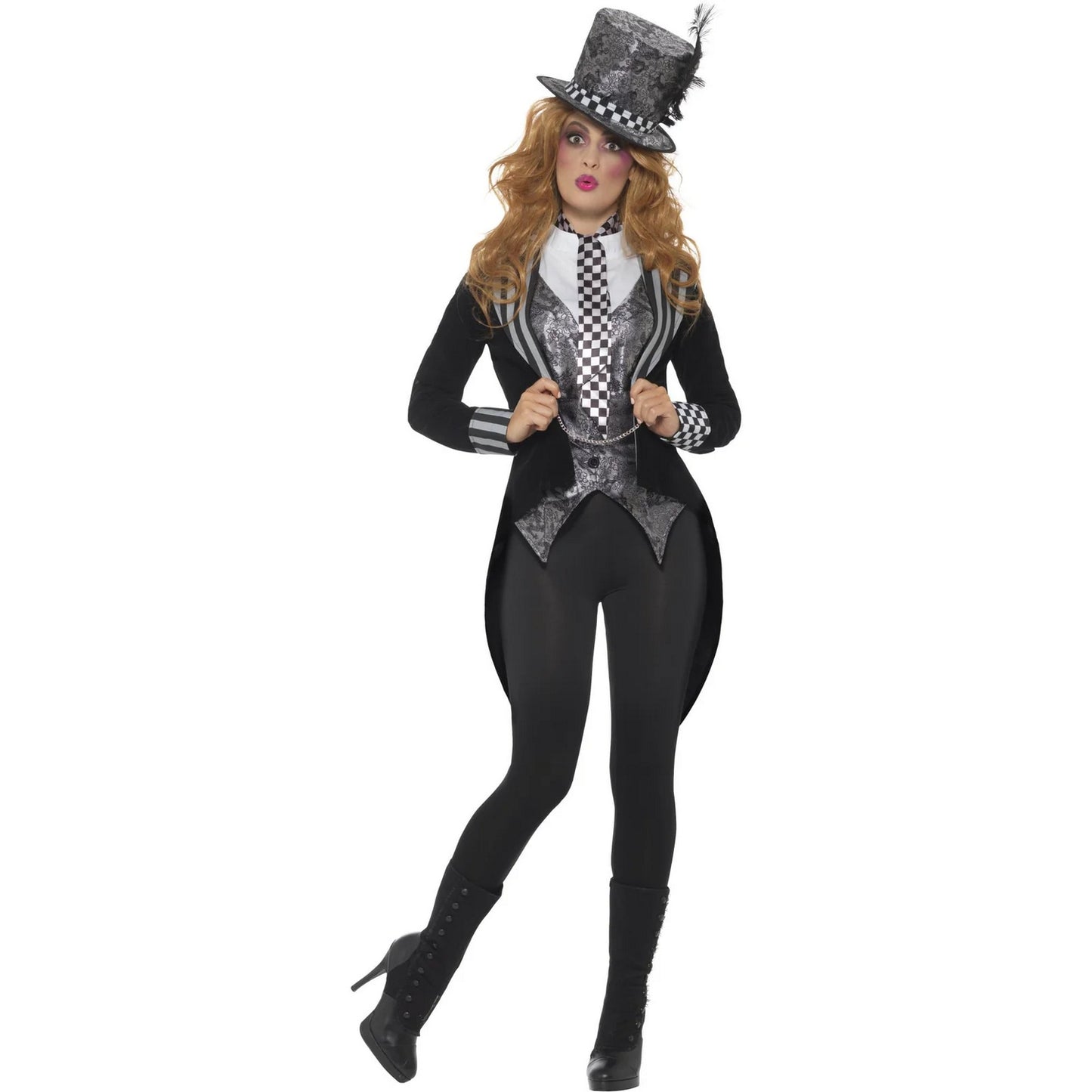 Black - Side - Smiffys Womens-Ladies Deluxe Dark Miss Hatter Costume Set