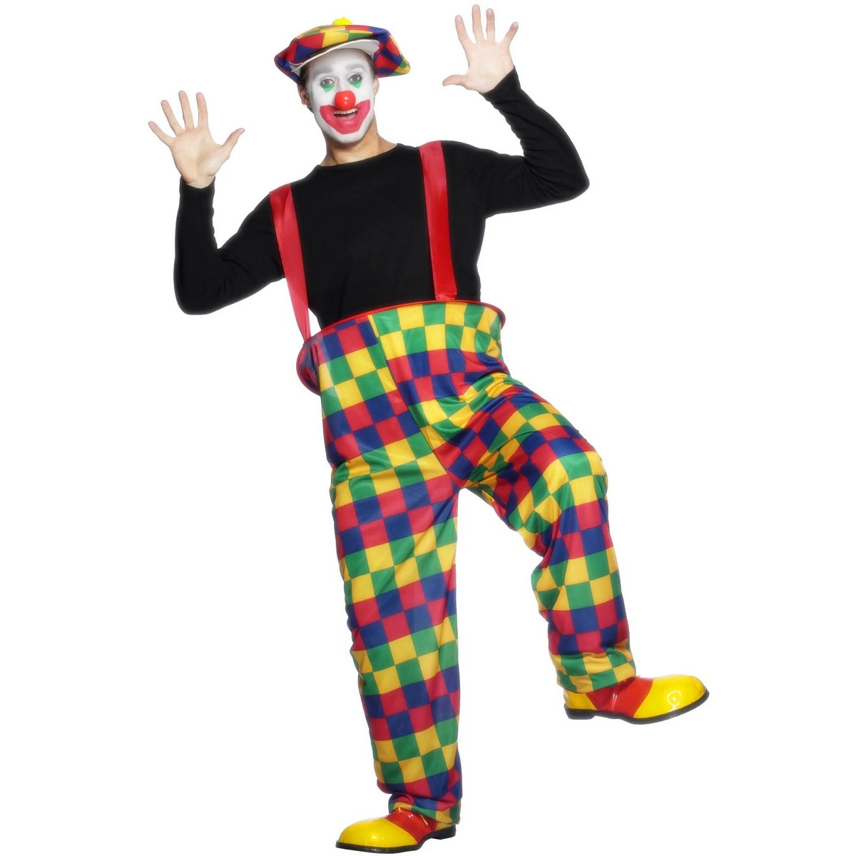 Multicoloured - Back - Smiffys Mens Clown Hoop Detail Costume