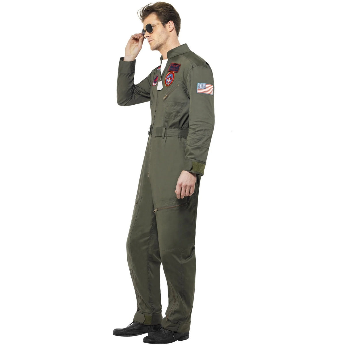 Green - Side - Top Gun Mens Deluxe Costume Set