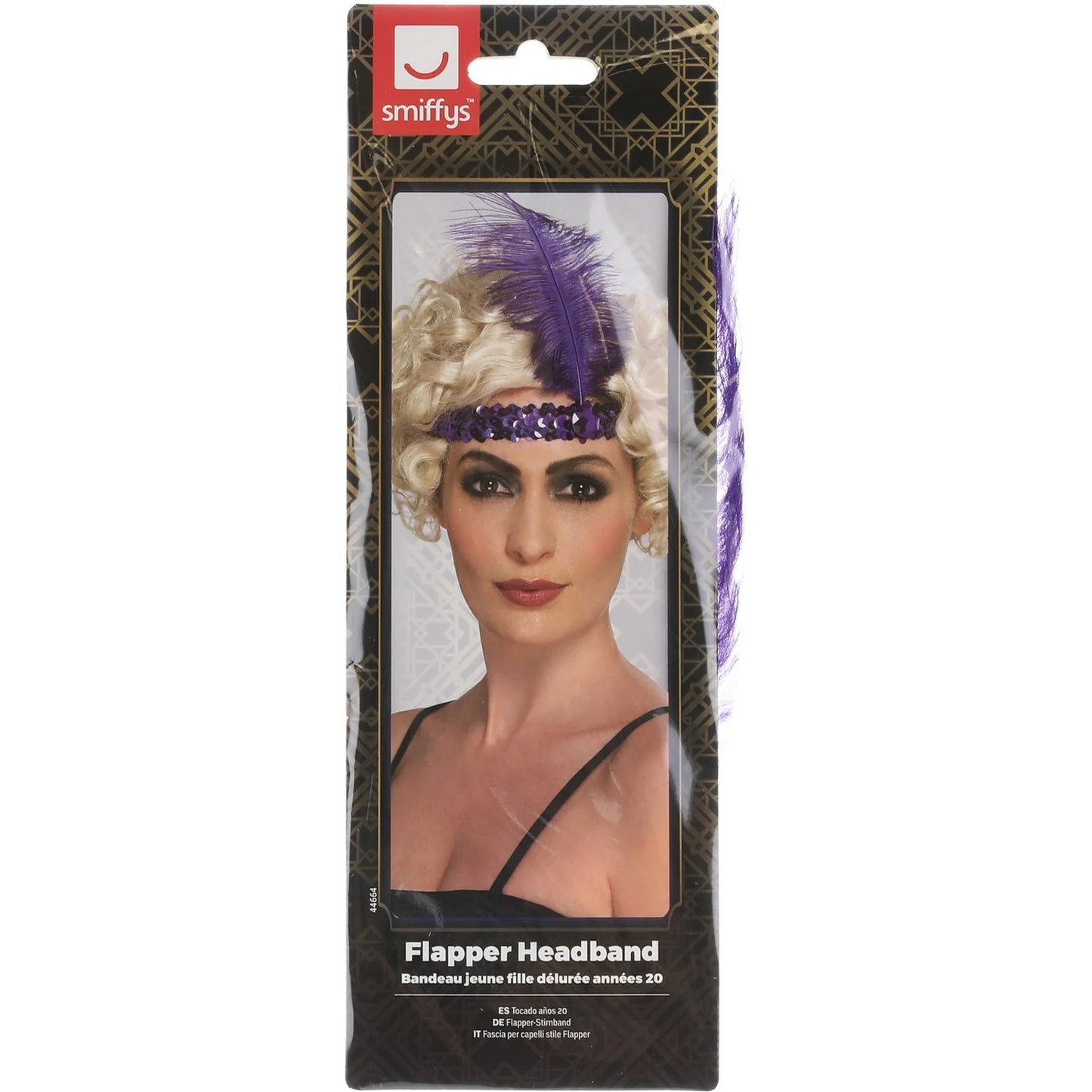 Purple - Back - Smiffys Flapper Costume Headwear