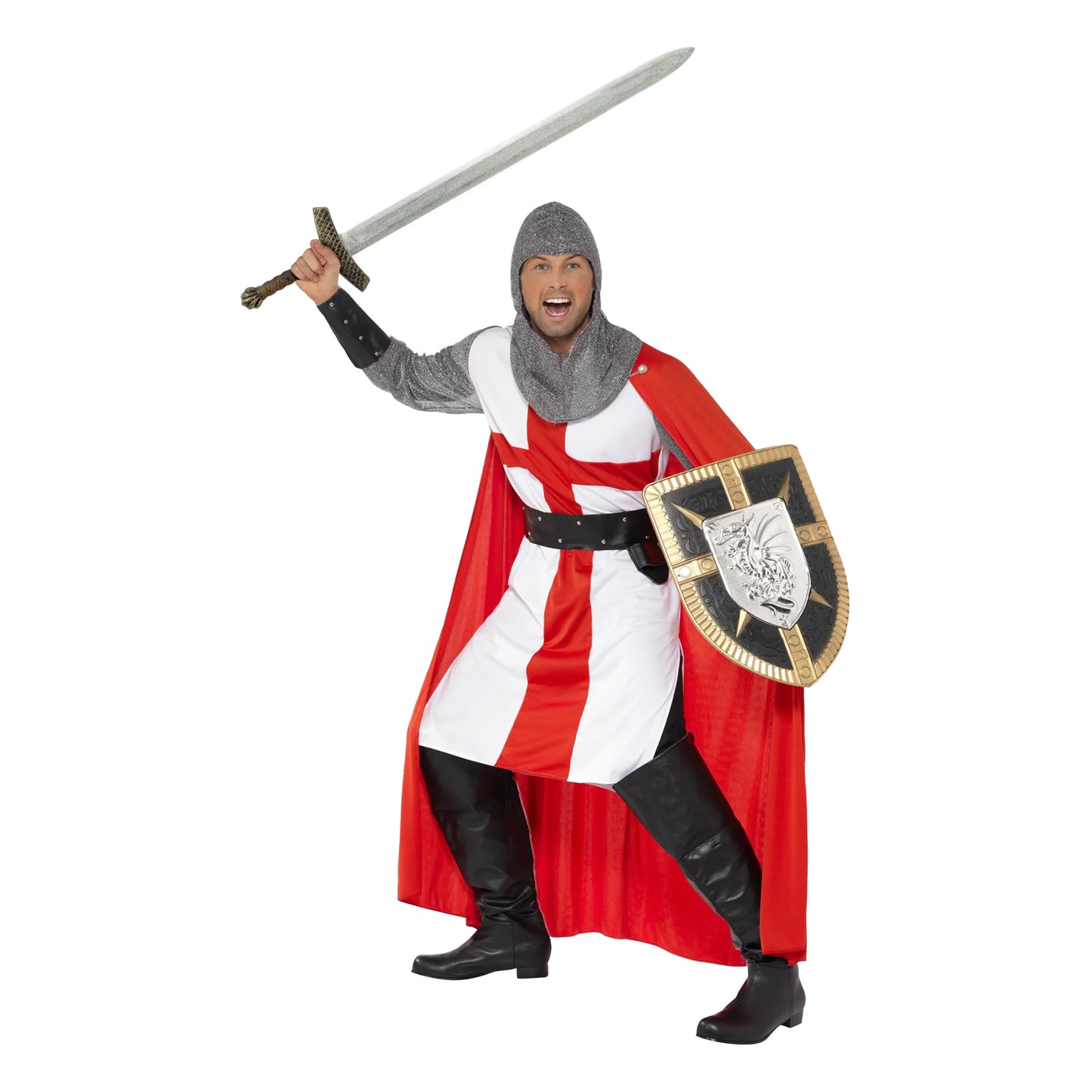 Red-White-Black - Side - Smiffys Mens St George Hero Costume
