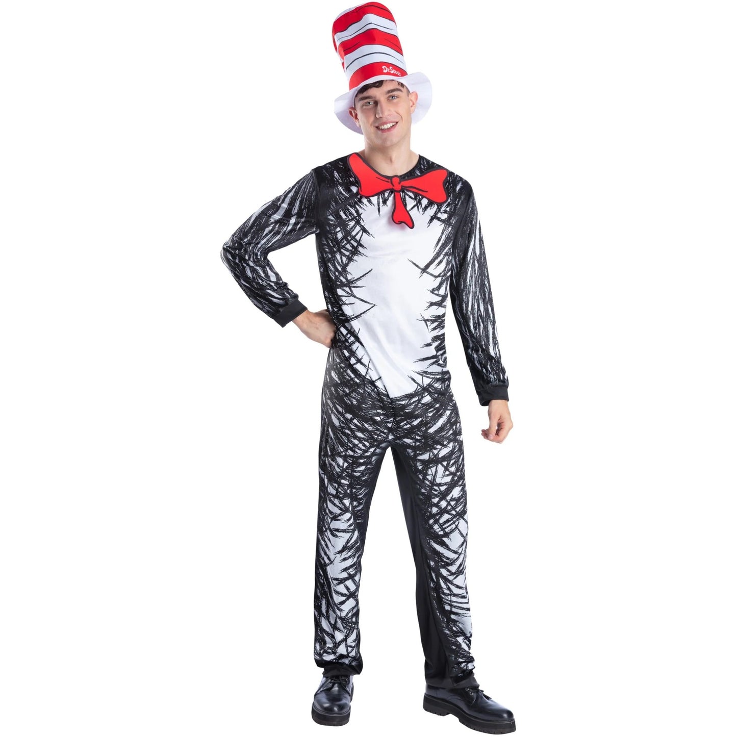 Black-White-Red - Lifestyle - Dr. Seuss Unisex Adult The Cat In The Hat Costume Set