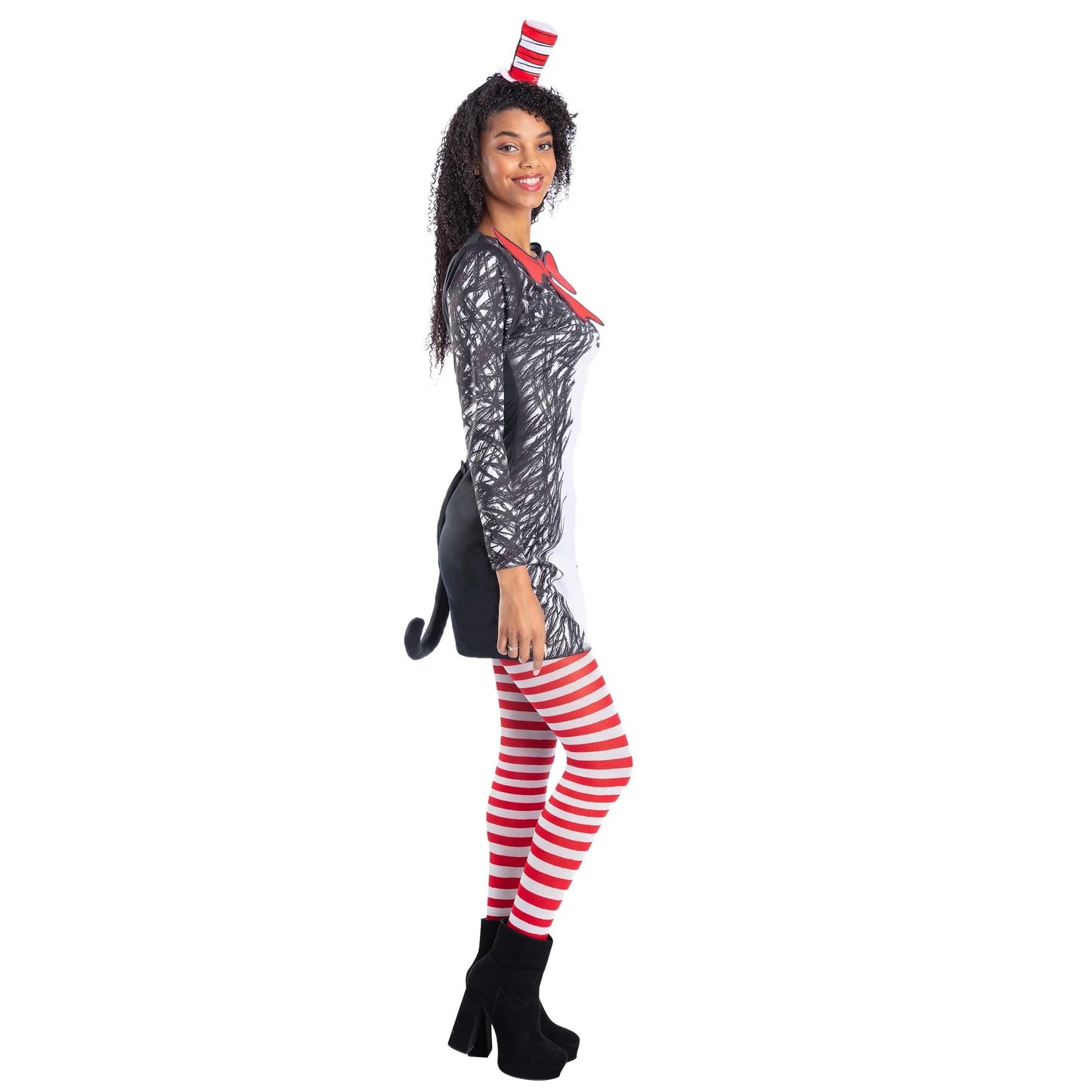 Black-White - Side - Dr. Seuss Womens-Ladies Cat in the Hat Costume