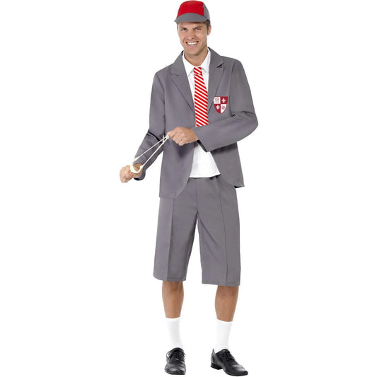 Grey - Front - Smiffys Mens Schoolboy Costume Set