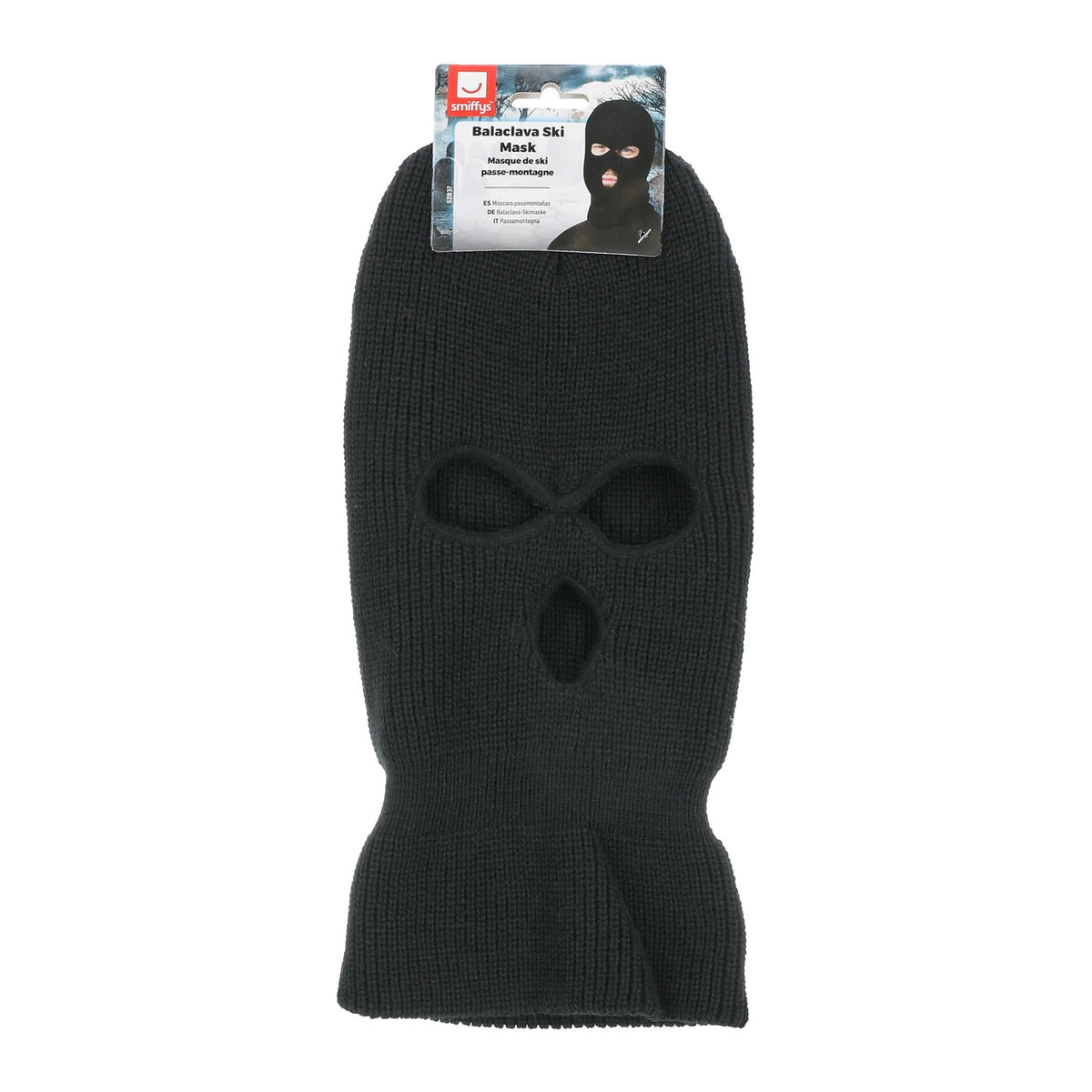 Black - Side - Smiffys Robber Ribbed Balaclava