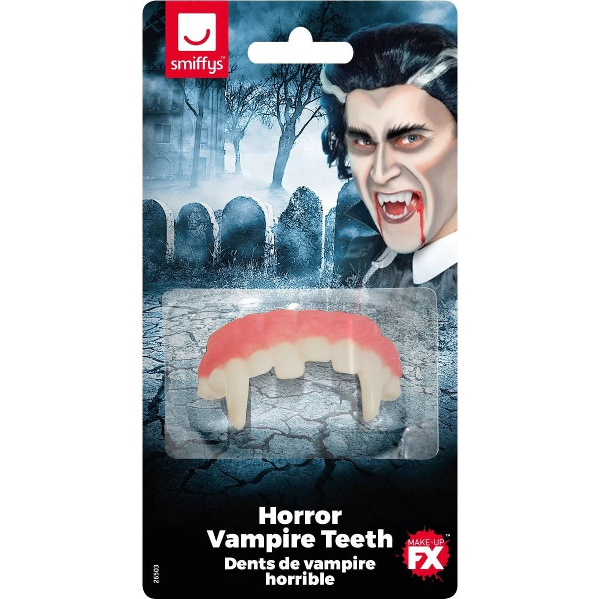 White-Red - Back - Smiffys Unisex Adult Vampire Teeth Costume Accessory