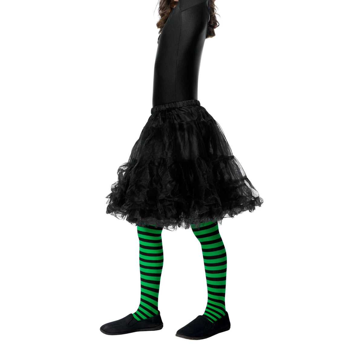 Green-Black - Side - Smiffys Childrens-Kids Wicked Witch Tights