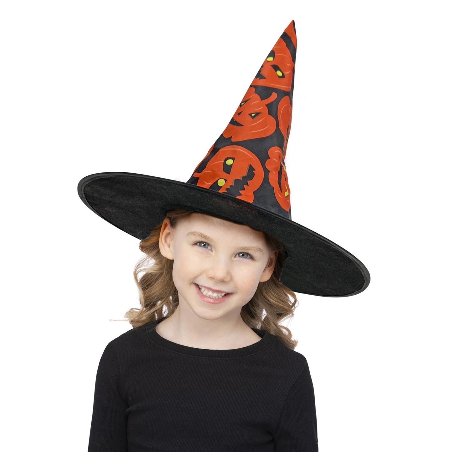 Black-Orange - Back - Smiffys Childrens-Kids Pumpkin Costume Hat