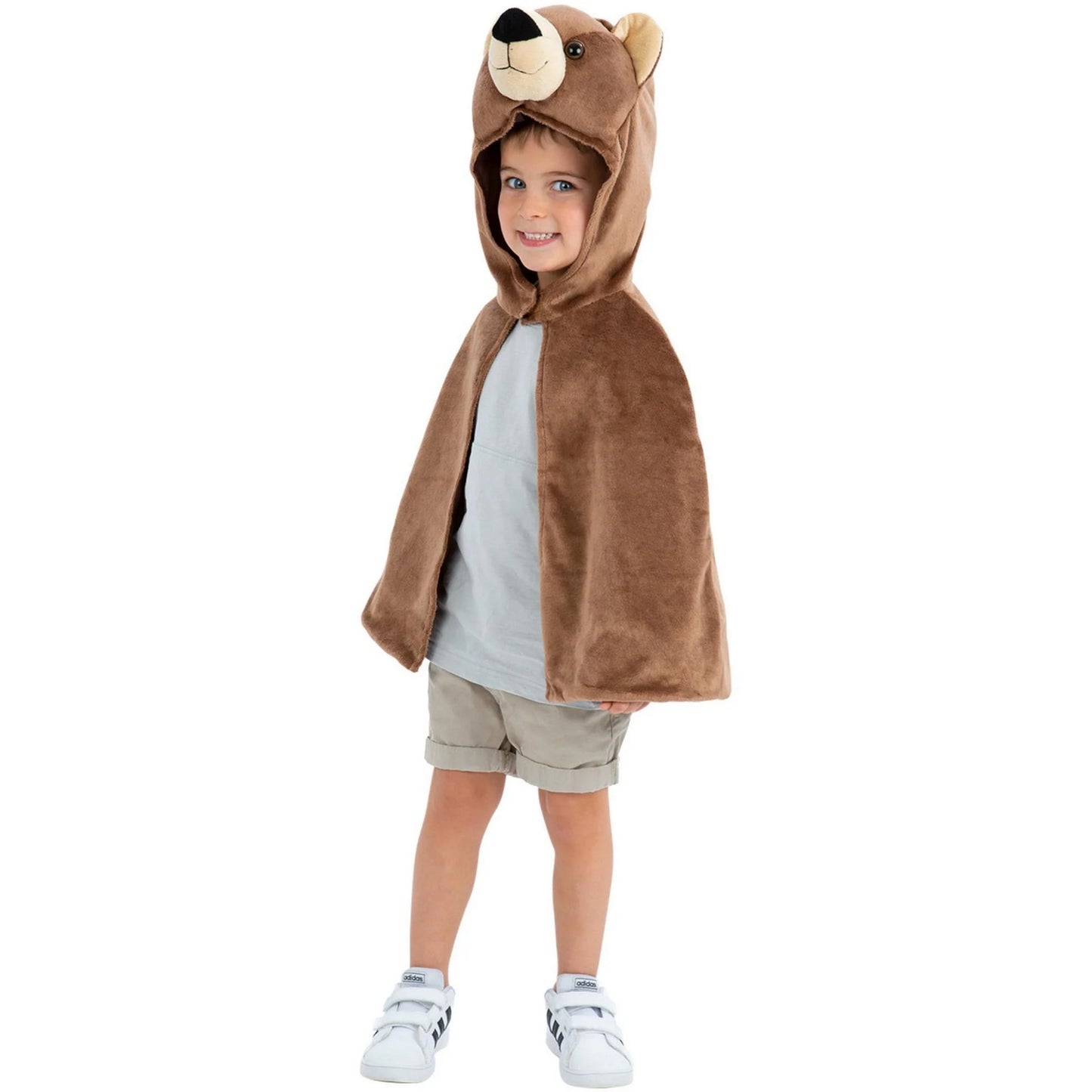 Brown - Back - Smiffys Childrens-Kids Deluxe Bear Plush Cape