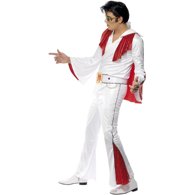 White-Red - Side - Elvis Presley Mens Costume