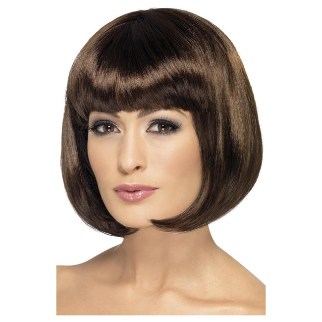 Brown - Front - Smiffys Womens-Ladies Partyrama Wig