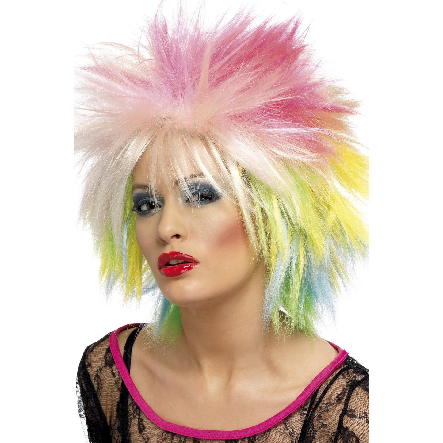 Multicoloured - Back - Smiffys Womens-Ladies 80s Attitude Wig