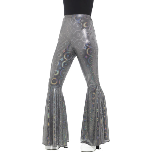 Silver - Front - Smiffys Womens-Ladies 70s Disco Iridescent Flared Trousers