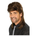 Brown - Front - Smiffys Mens Mullet Wig