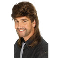 Brown - Back - Smiffys Mens Mullet Wig