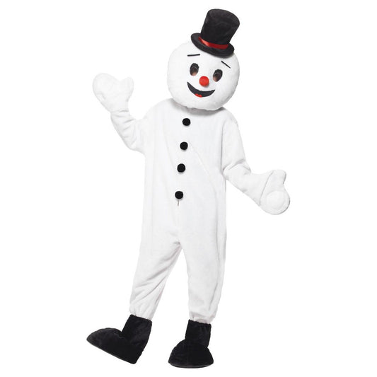 White-Black - Front - Smiffys Unisex Adult Snowman Mascot Costume