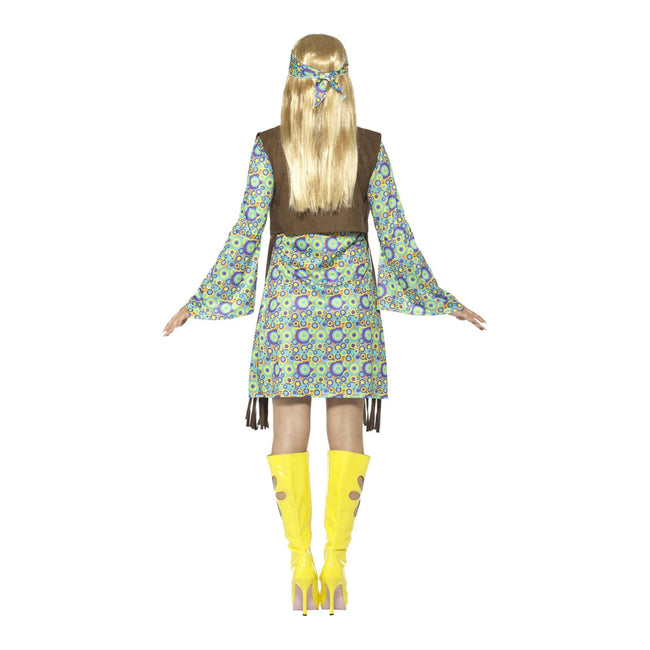 Multicoloured - Back - Smiffys Womens-Ladies 60s Hippie Costume Set